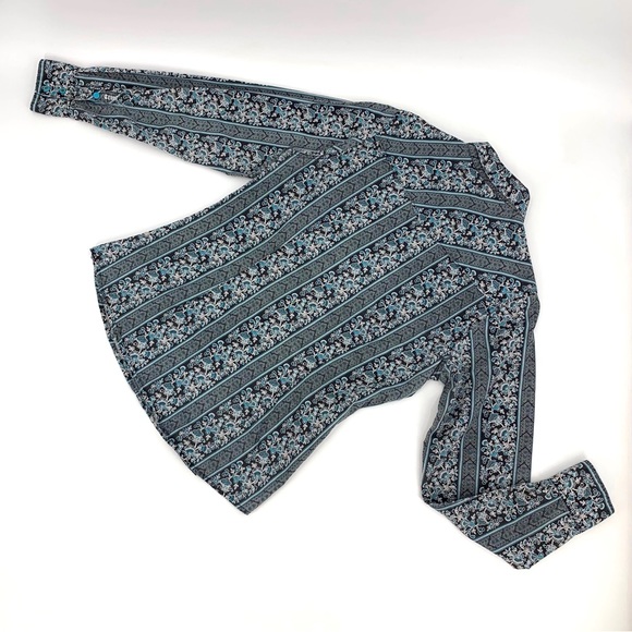 Cruel Black and Teal Floral Paisley Snap Closure Western Rodeo Shirt, Large - Picture 2 of 16